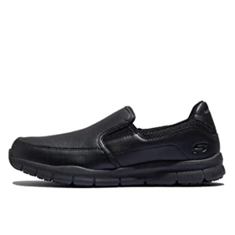Skechers Men's Nampa-Groton Food Service Shoe, Black, 8 Wide